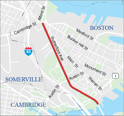 BOSTON: RECONSTRUCTION OF RUTHERFORD AVENUE, FROM CITY SQUARE TO SULLIVAN SQUARE